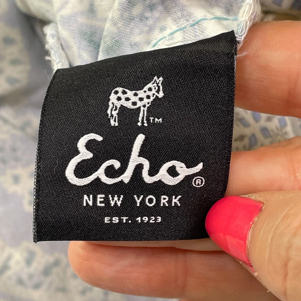Echo‎ Duvet Cover Full Queen Blue Very Good Paisley Reversible 100% Cotton
